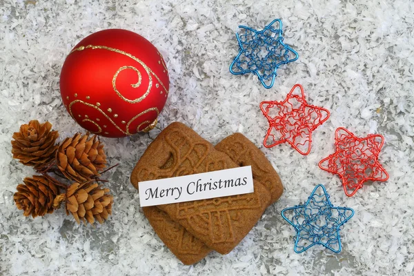 Merry Christmas card with Christmas sweets — Stock Photo, Image