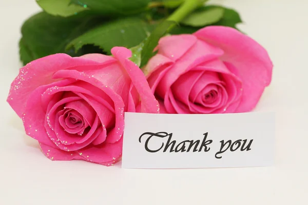 Dankeskarte mit rosa Rosen — Stockfoto