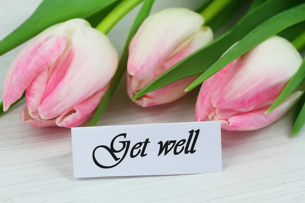 Get well card with pink tulips