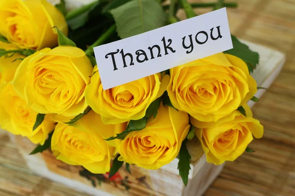 Thank you card with yellow roses — Stock Photo, Image