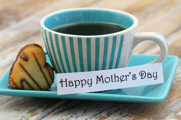 Szczęśliwą matką dzień karta z filiżanką kawy i cookie — Zdjęcie stockowe