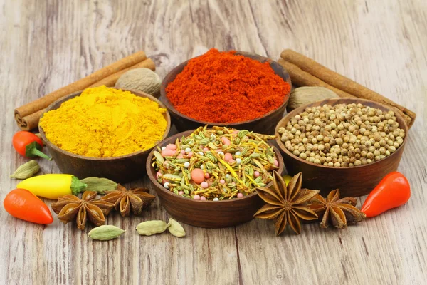 Selection of Indian spices, close up — Stock Photo, Image