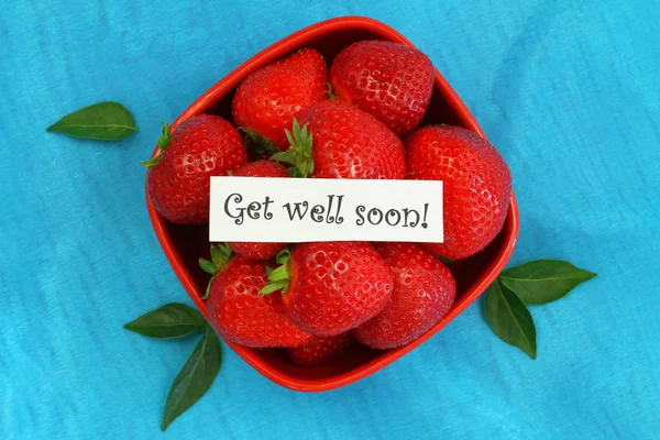 Get well soon card with bowl full of fresh strawberries