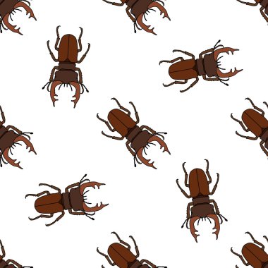 Geyik böceği ile Seamless modeli. Lucanus cervus. çizilmiş. Vektör