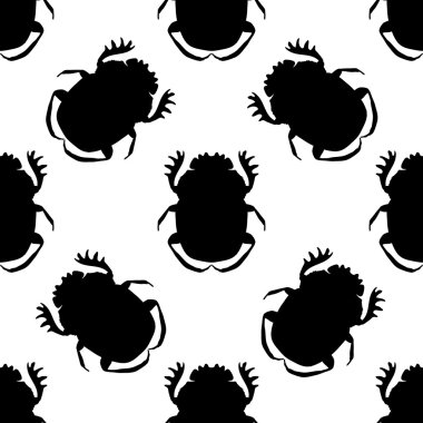 Dor-böceği ile Seamless modeli. Geotrupidae çizilmiş dor-böceği. Vektör