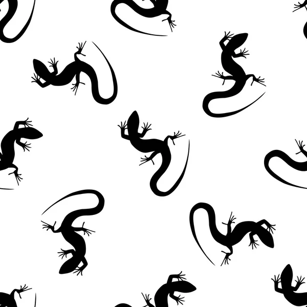Vektoros szalamandrák zökkenőmentes hátterek. fekete-fehér mintát gyíkok. — Stock Vector