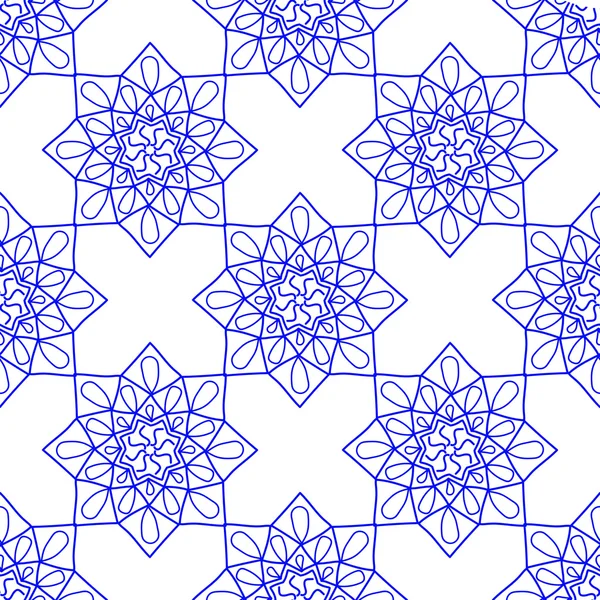 Ornement vintage arabe bleu. Mandala bleu. Patterned Design Element, logo yoga pour votre design. Amulette ethnique Sans couture — Image vectorielle