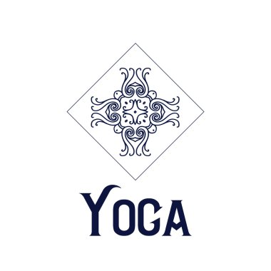 Yoga stüdyosu veya yoga eğitmeni soyut kıvırcık simgesi ile basit bir logo. Şirket logo tasarımı. Vektör