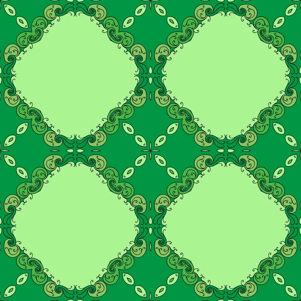 花の装飾パターンで作られたエレガントな緑の背景 — ストックベクタ