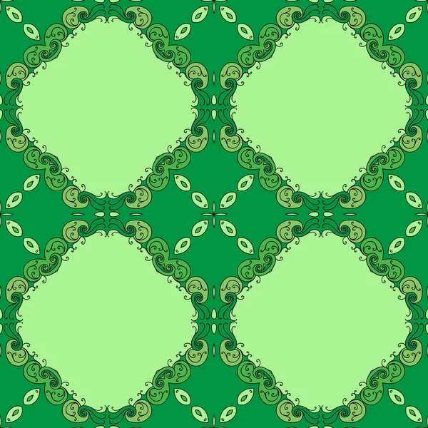 Fundo verde elegante feito de padrão decorativo floral —  Vetores de Stock