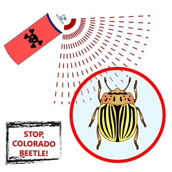 Векторная иллюстрация. Спрей против насекомых-насекомых. антипестициды, жук-колорадо — стоковый вектор