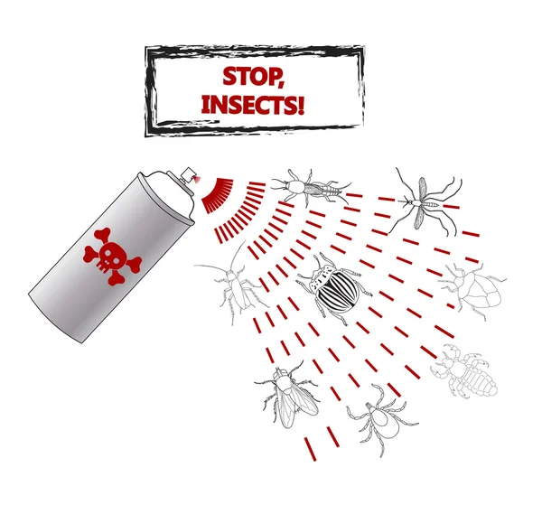 Spray tegen insecten insecticiden. anti pesticiden. vectorillustratie — Stockvector