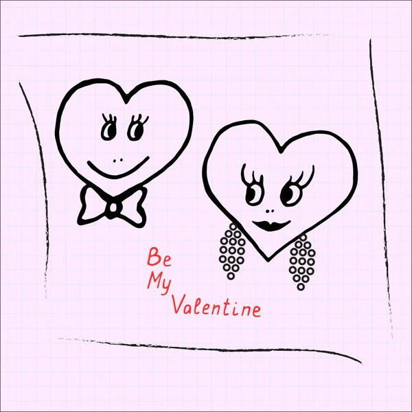 Handgetekende hart voor Valentijnsdag. Vector — Stockvector