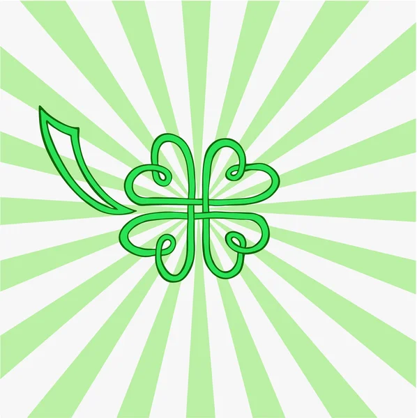 Kleeblatt auf grün-weißem Hintergrund. Vektor — Stockvektor