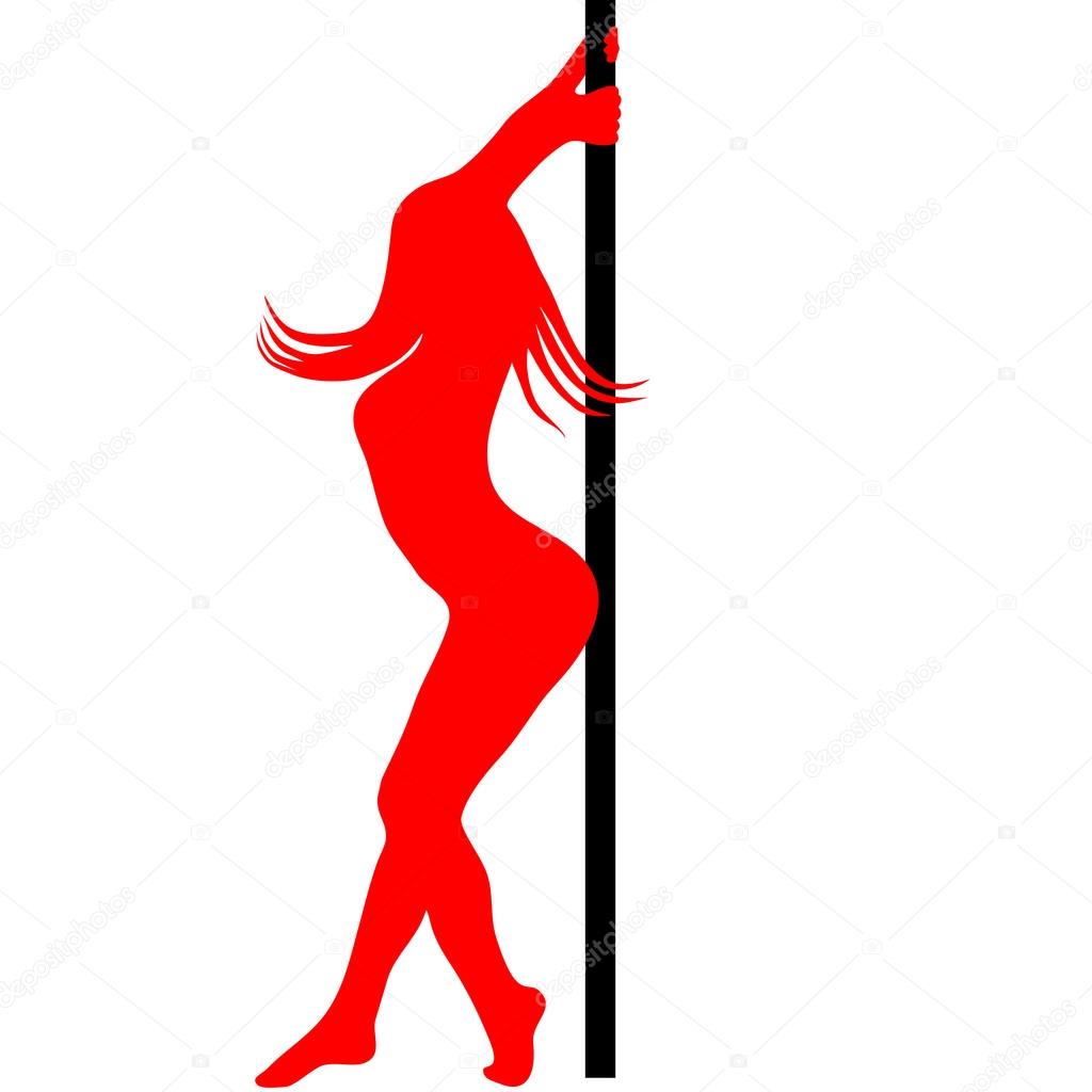Pole dancer silhouette. Vector illustration