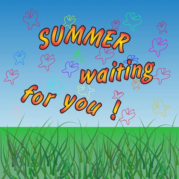 "夏天等着你"。矢量彩色背景，eps10 — 图库矢量图片