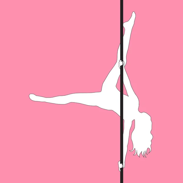 Pole dança mulheres silhueta sexy. Ilustração vetorial — Vetor de Stock