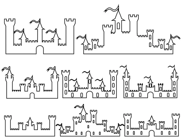 Set of Fantasy castles silhouettes for design. Vector i