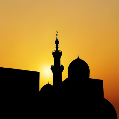 sunset mosque. landscape with beautiful mosques and minarets. Ve
