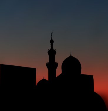 After sunset mosque. landscape with beautiful mosques and minare