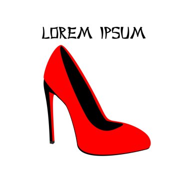 Vector illustration of high-heeled red- black shoes. 