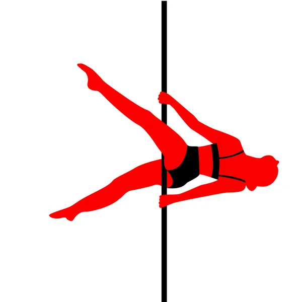 Bailarina de poste en pole dance. horizonte. Aislado sobre fondo blanco — Vector de stock