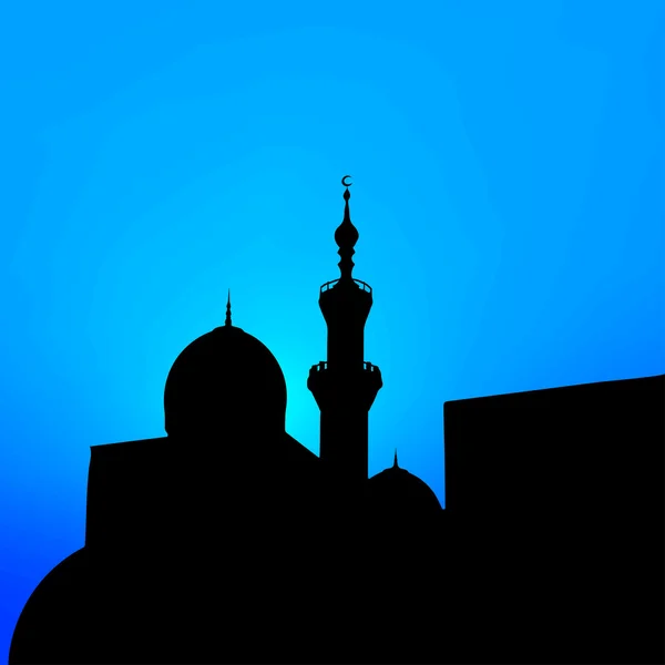 Night landscape with beautiful mosques and minarets of the month — 스톡 벡터