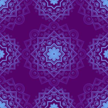 Mavi Hint Vintage Süs. Mavi mandala Dikişsiz desen. Vektör çizimi . 