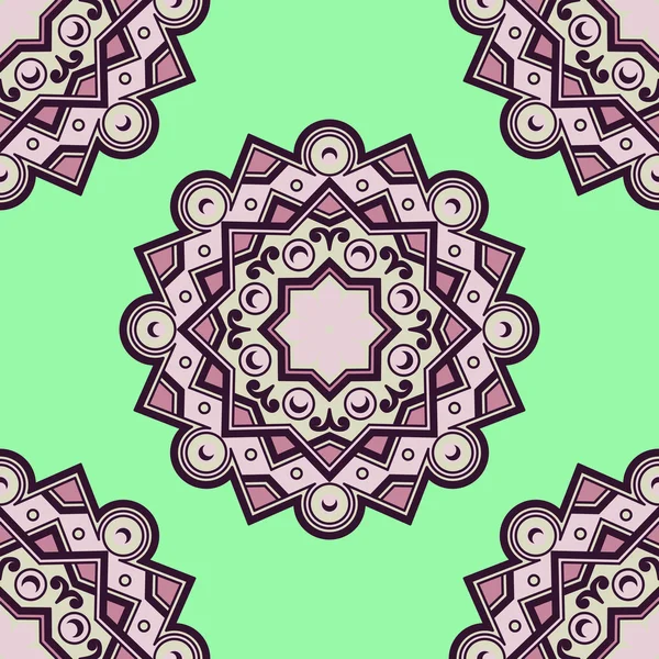 Vector Hermoso Deco Mandala de color, patrón PSeamless. Elemento, Amuleto étnico — Vector de stock