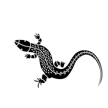 Beautiful monochrome lizard, lizard silhouette illustra