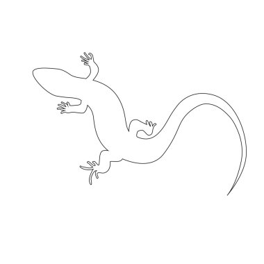 Güzel tek renkli kertenkele, kertenkele siluet. Vektör illustra