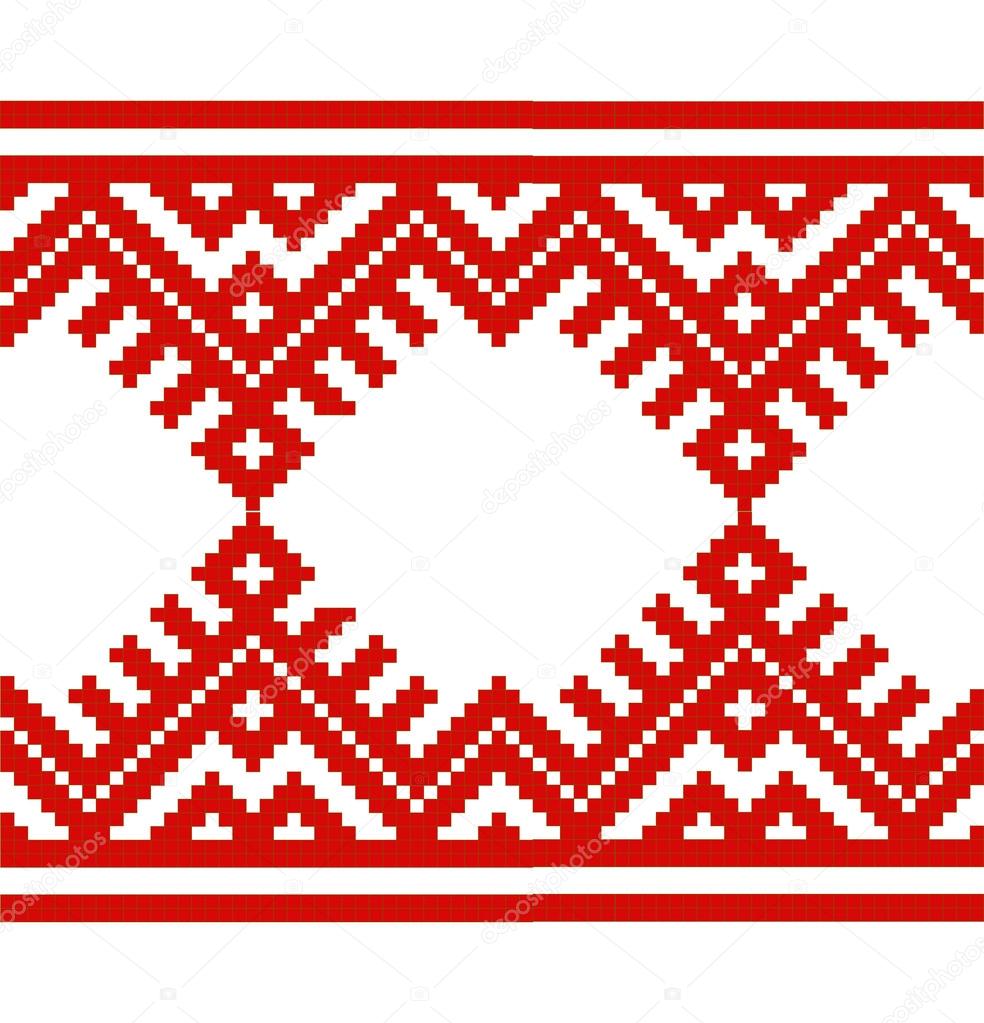 embroidered good like handmade cross-stitch ethnic Ukraine seamless pattern. Vector