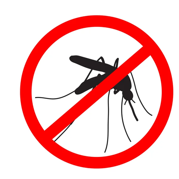 Anti mosquito sign with a realistic mosquito. — Stock Vector