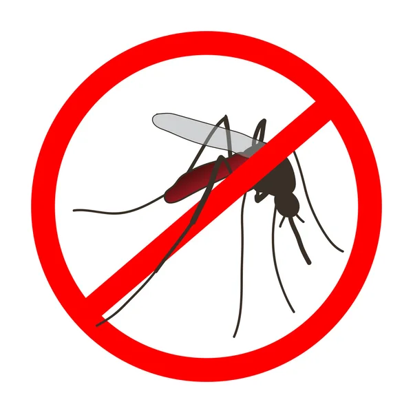 Anti mosquito sign with a realistic mosquito. — Stock Vector