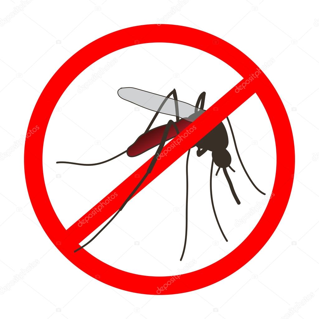 Anti mosquito sign with a realistic mosquito.