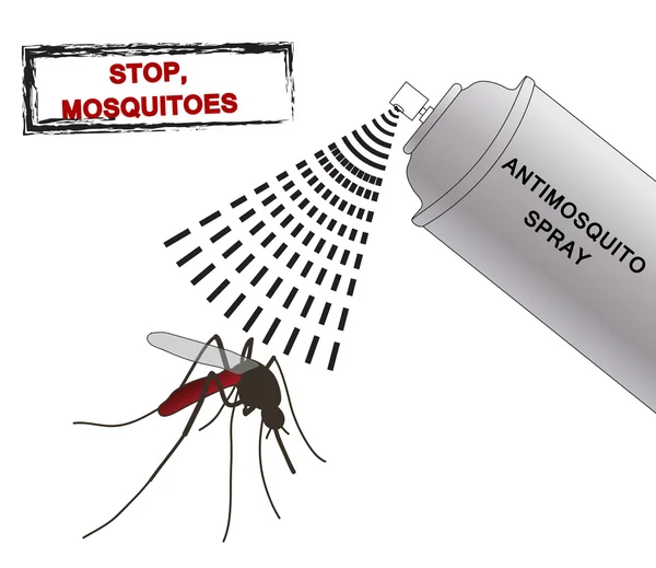 sivrisinekler illüstrasyon sprey. Anti mosquito sprey. siluet sivrisinek.