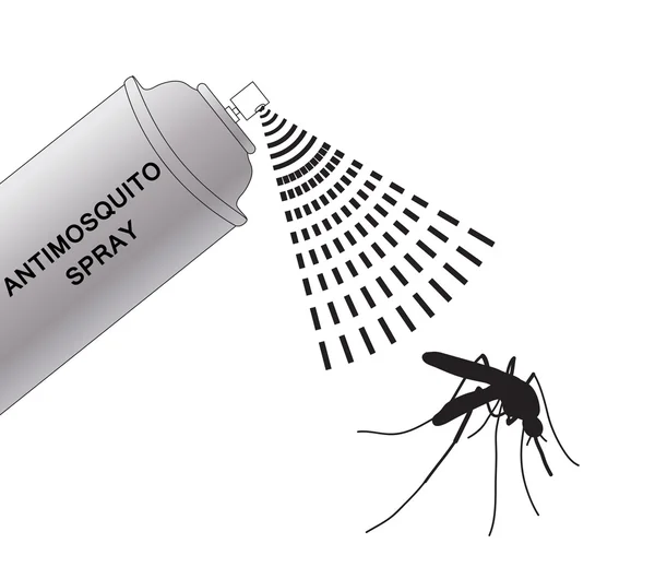sivrisinekler illüstrasyon sprey. Anti mosquito sprey. siluet sivrisinek.