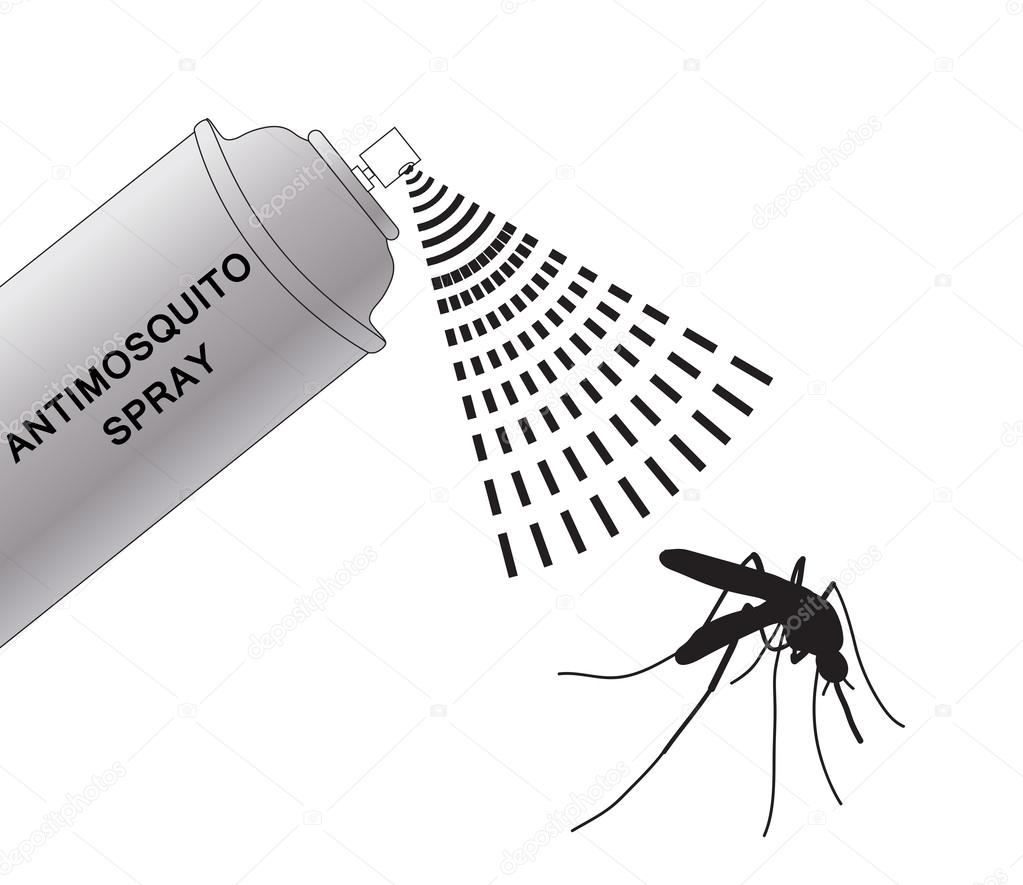 spray anti mosquitoes illustration. Anti mosquito spray. silhouette mosquitoes.