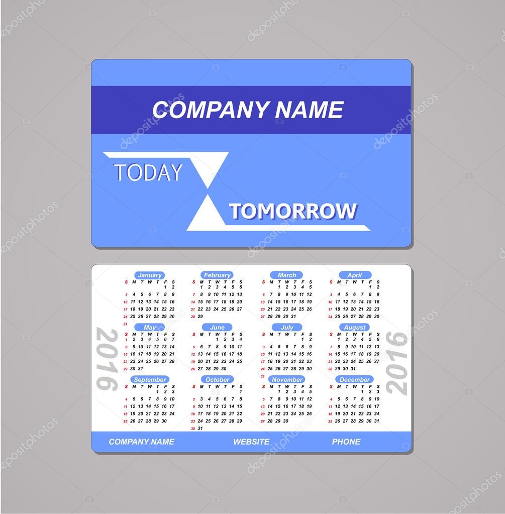 template design pocket calendar 2016 with place for the company logo. vector