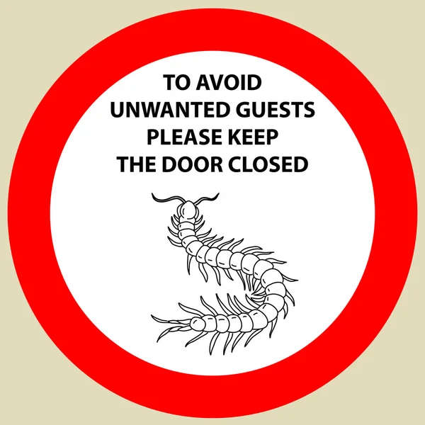 Наклейка с предупреждающим знаком "иконка насекомого" многоножка. Силуэт ручной работы сороконожки. Вектор — стоковый вектор