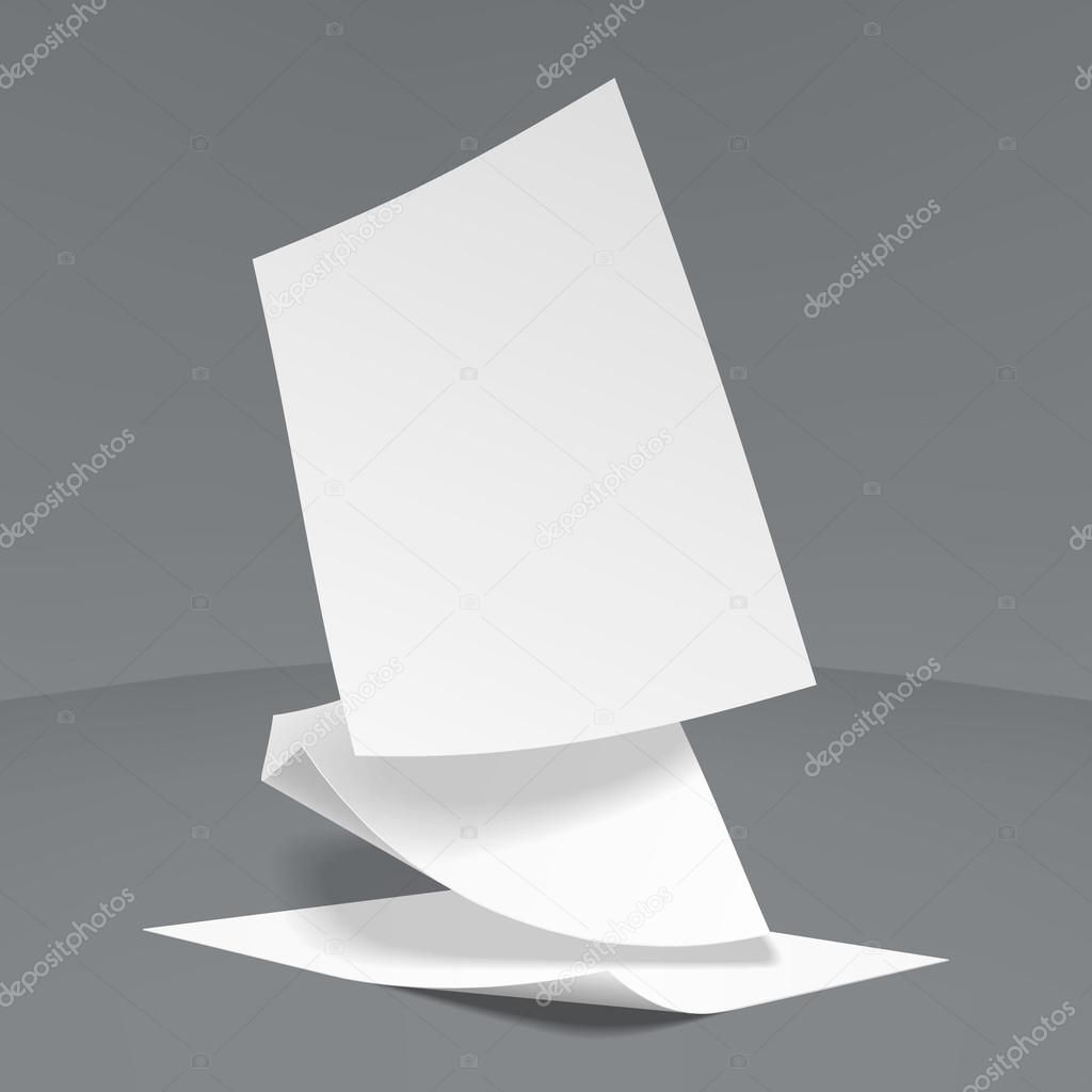 Vector Illustration of  realistic paper sheets falling down