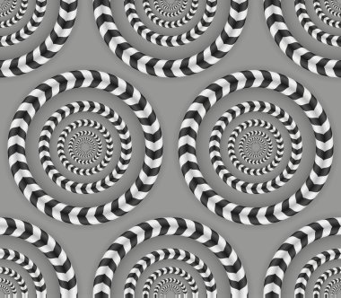 Rotating Circles, Optical Illusion, Vector Seamless Pattern.