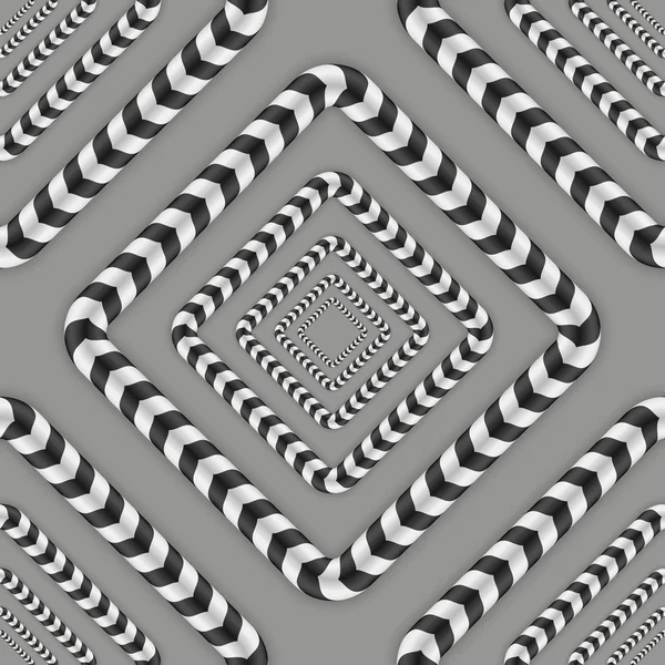 Rotierende Quadrate, optische Täuschung, vektornahtlose Muster. — Stockvektor