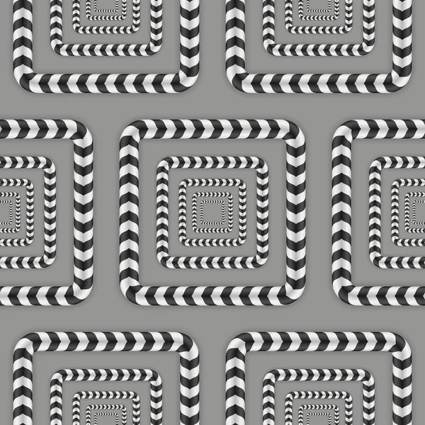 Rotating Squares, Optical Illusion, Vector Seamless Pattern. — Stock Vector