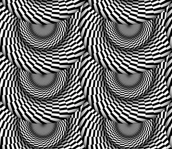 Vortex Black and White Vector Seamless Pattern — Stock Vector