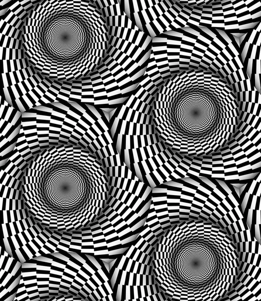 Vortex Black and White Vector Seamless Pattern — Stock Vector