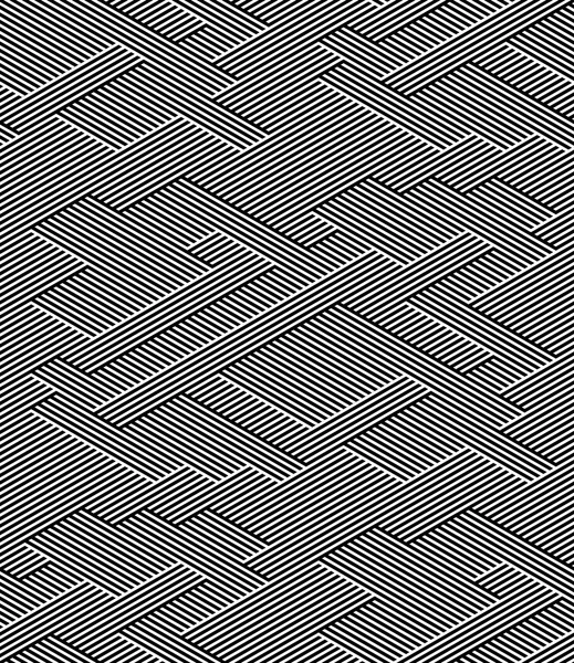 Abstract Black and White Striped Vector Seamless Pattern, Stamping Effect — Stock Vector