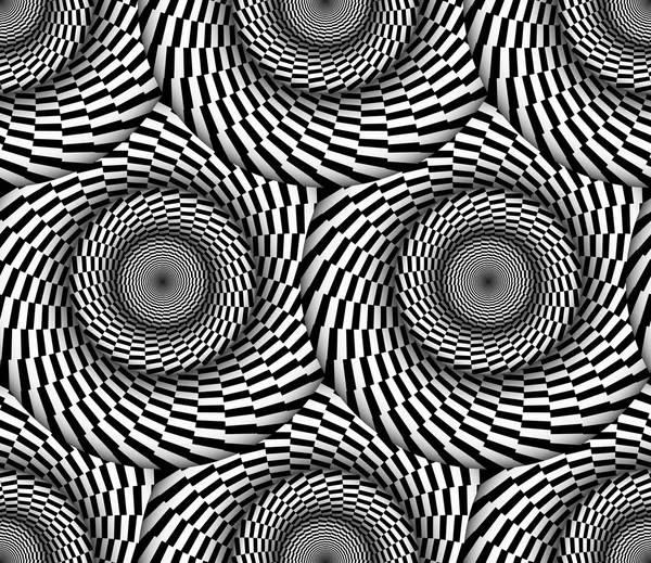 Vortex Black and White Vector Seamless Pattern — Stock Vector