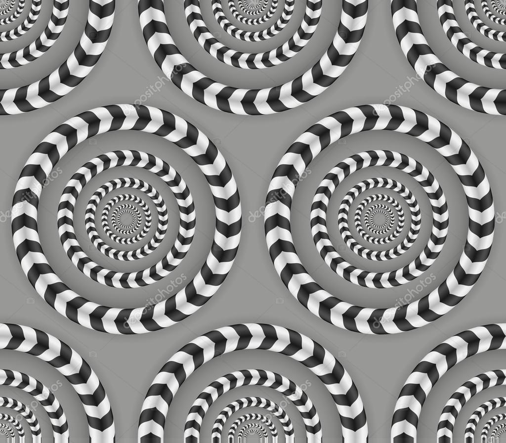 Rotating Circles, Optical Illusion, Vector Seamless Pattern. Stock