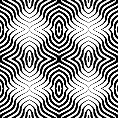Op sanat siyah beyaz vektör kesintisiz geometrik desen. Yalnızca satırları